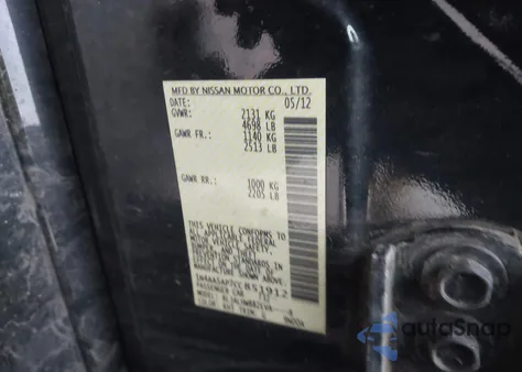 2012 Nissan Maxima 3.5 Sv z USA, uszkodzony, nr VIN 1N4AA5AP7CC851912